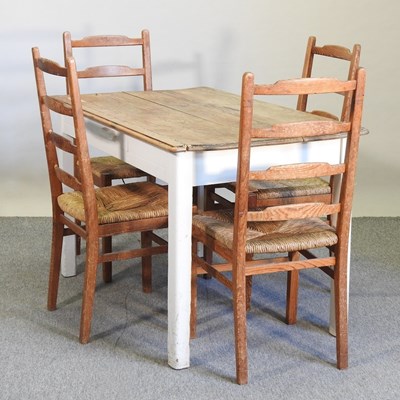 Lot 400 - A pine and painted kitchen table