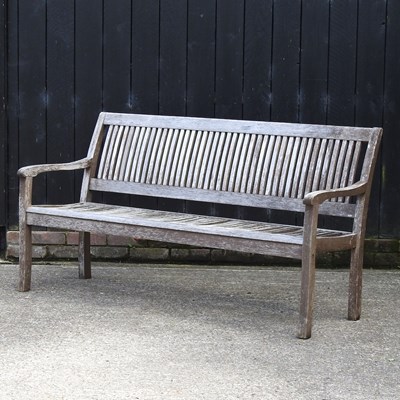 Lot 349 - A hardwood slatted garden bench