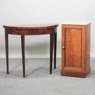 Lot 319 - A George III mahogany half round folding card table