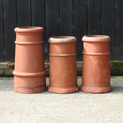 Lot 348 - Three small terracotta chimney pots