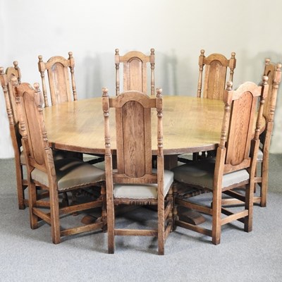 Lot 756 - A large 18th century style oak dining table