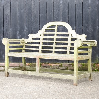 Lot 355 - A hardwood slatted garden bench