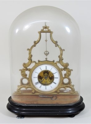 Lot 24 - A 19th century French gilt metal skeleton clock