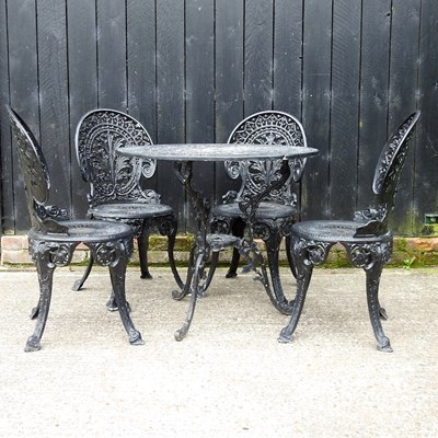 Lot 352 - A black metal painted garden table