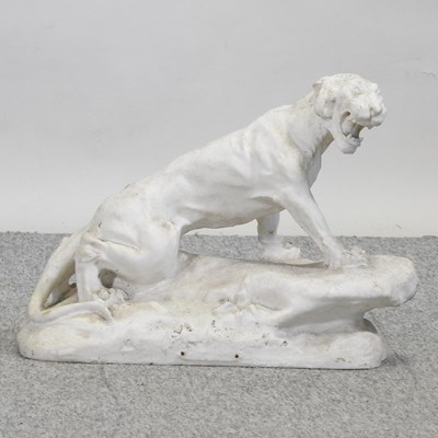 Lot 837 - A carved white marble model of a lioness