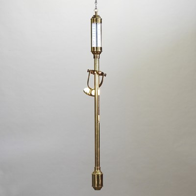 Lot 196 - A brass cased marine stick barometer