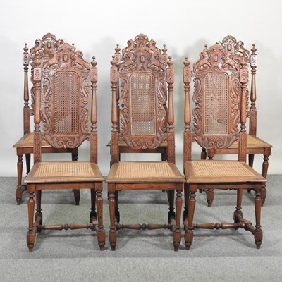 Lot 751 - A set of six 19th century carved oak dining chairs