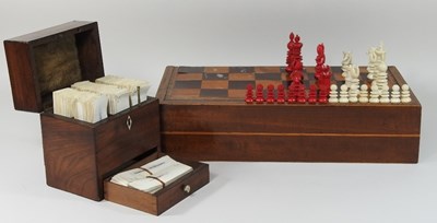Lot 41 - A 19th century turned ivory chess set