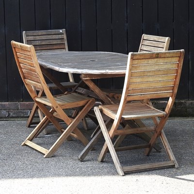Lot 359 - A hardwood slatted garden table