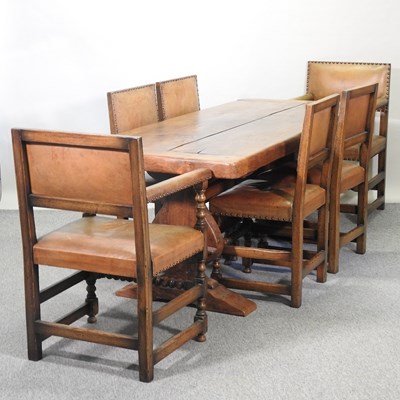 Lot 542 - A modern elm refectory dining table