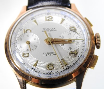 Lot 35 - A vintage Dulux 18 carat gold cased gentleman's wristwatch