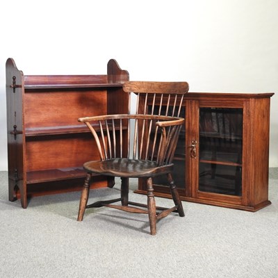 Lot 467 - An early 20th century oak glazed hanging cabinet
