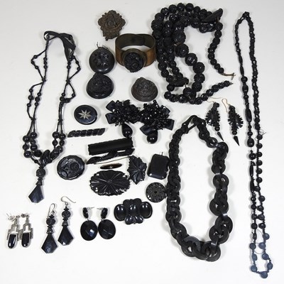 Lot 14 - A collection of Victorian and later jet jewellery