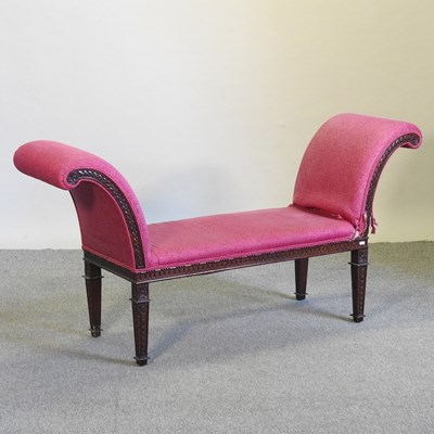 Lot 440 - A red upholstered window seat