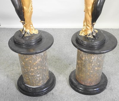 Lot 426 - After Milo, Miguel Fernando Lopez, Portuguese, contemporary, a pair of bronze and gilt figures