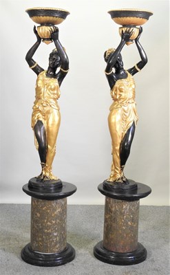 Lot 426 - After Milo, Miguel Fernando Lopez, Portuguese, contemporary, a pair of bronze and gilt figures