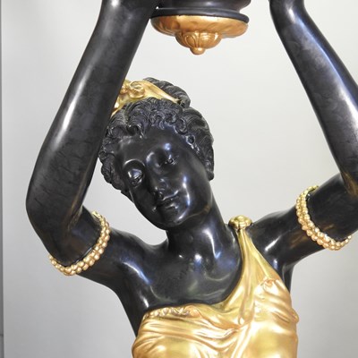 Lot 426 - After Milo, Miguel Fernando Lopez, Portuguese, contemporary, a pair of bronze and gilt figures
