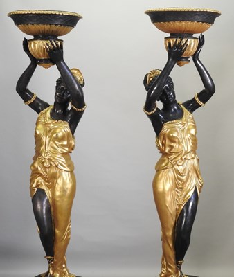 Lot 426 - After Milo, Miguel Fernando Lopez, Portuguese, contemporary, a pair of bronze and gilt figures