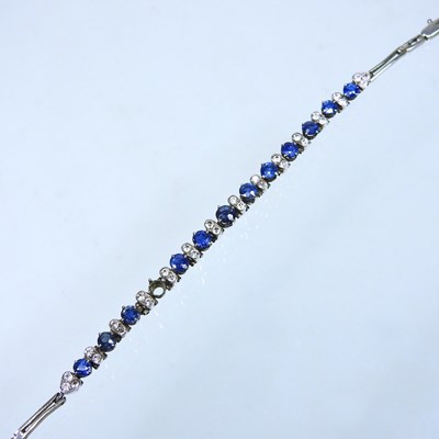 Lot 8 - An early 20th century unmarked white metal line bracelet
