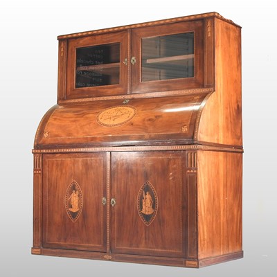 Lot 472 - A large 19th century mahogany cylinder desk