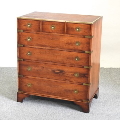 Lot 487 - A yew wood military style chest