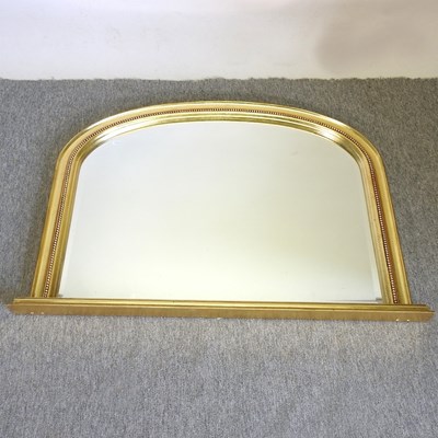Lot 178 - A gilt framed over mantel mirror