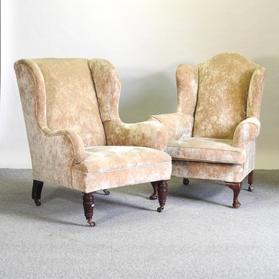 Lot 483 - A 1920's wing back armchair