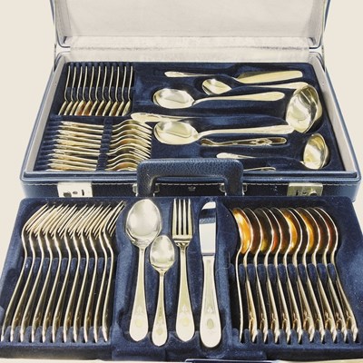 Lot 130 - A Solingen plated canteen of cutlery
