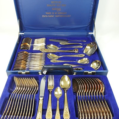 Lot 88 - A Solingen gold plated canteen of cutlery