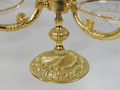 Lot 34 - An ornate ormolu and glass epergne