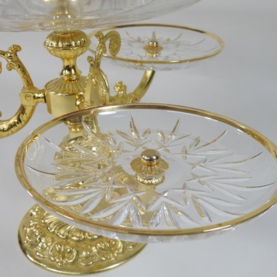 Lot 34 - An ornate ormolu and glass epergne