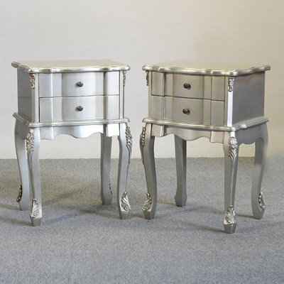 Lot 567 - A pair of silver coloured bedside cabinets