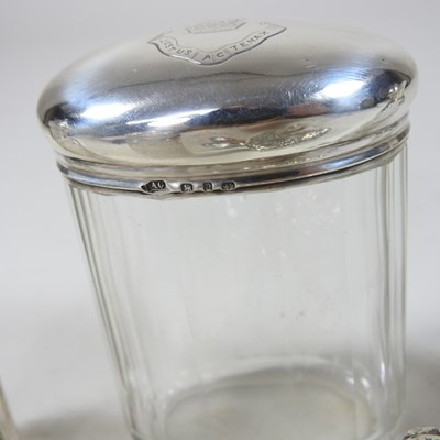 Lot 101 - A collection of silver and glass dressing table items