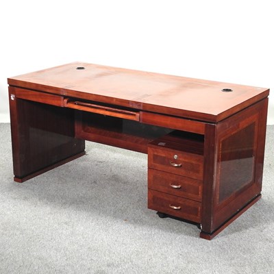 Lot 401 - A reproduction marquetry office desk