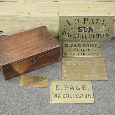 Lot 126 - A collection of brass advertising plaques
