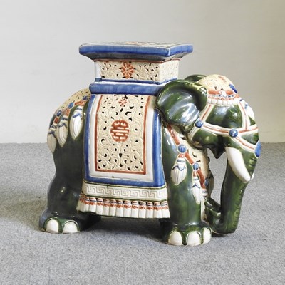 Lot 218 - A pottery elephant