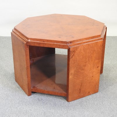 Lot 609 - An Art Deco style walnut octagonal coffee table