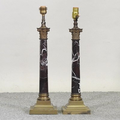 Lot 604 - A pair of marble table lamp bases