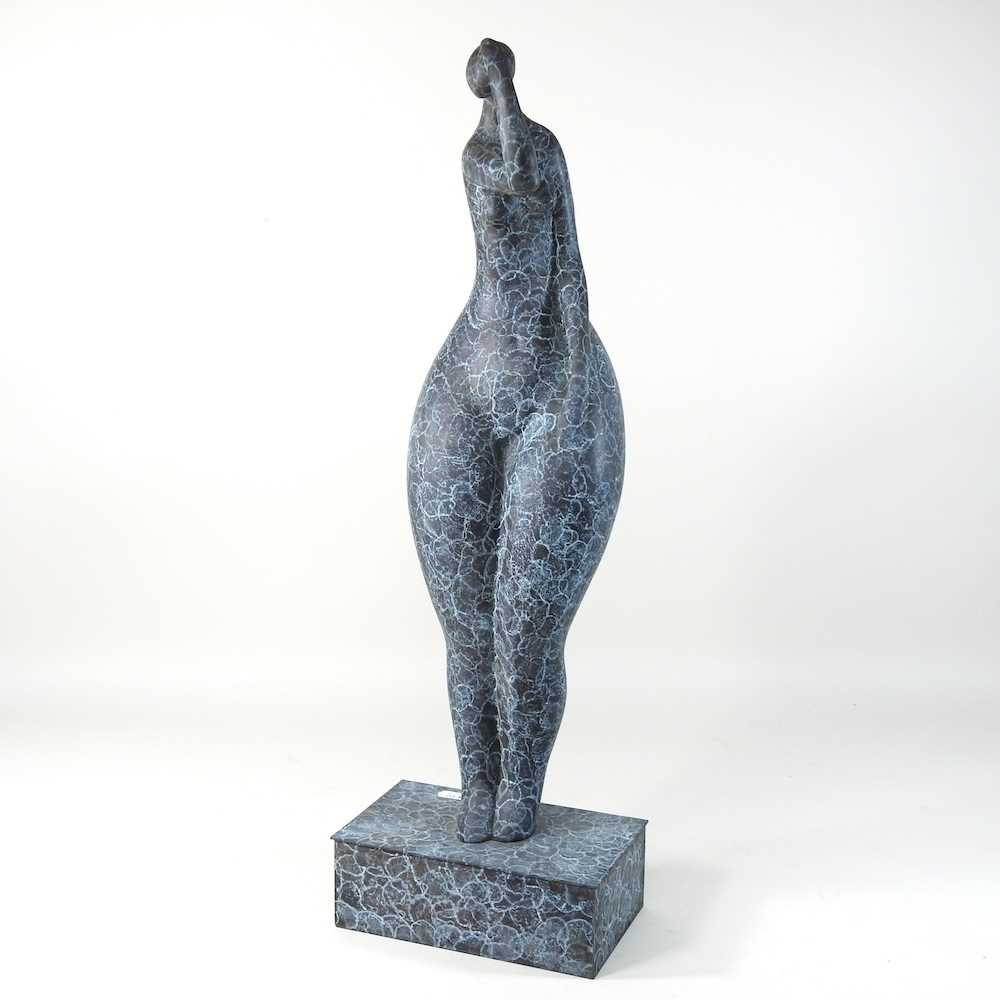 Lot 160 - An abstract painted bronze sculpture of a lady
