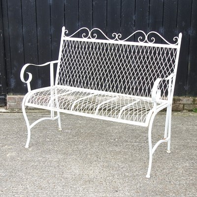 Lot 368 - A white painted metal garden bench