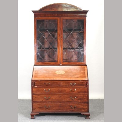 Lot 429 - A George III mahogany associated bureau bookcase