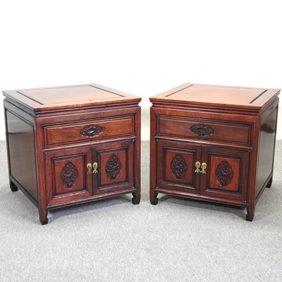 Lot 622 - A pair of Chinese bedside cabinets