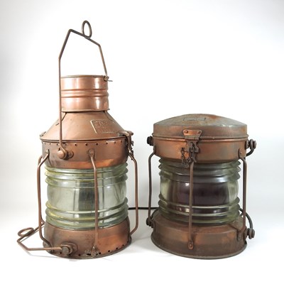 Lot 154 - An antique copper ship's lantern