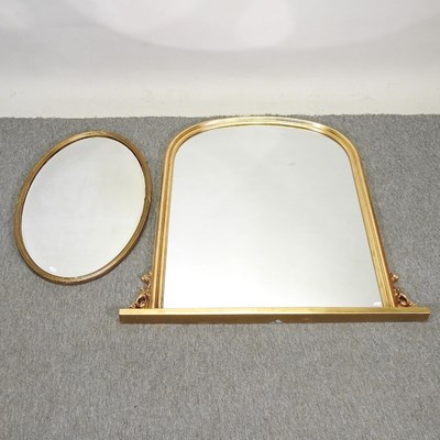 Lot 164 - A modern gilt framed overmantel mirror