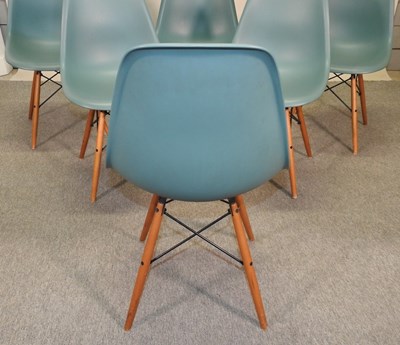 Lot 632 - A set of six Vitra Eames plastic moulded dining chairs