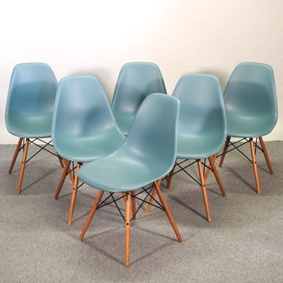 Lot 639 - A set of six Vitra Eames moulded plastic dining chairs