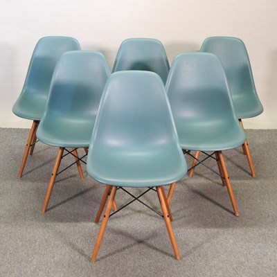 Lot 663 - A set of six Vitra Eames moulded plastic dining chairs