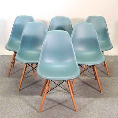 Lot 670 - A set of six Vitra Eames moulded plastic dining chairs