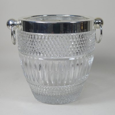 Lot 544 - A crystal and silver plated wine cooler