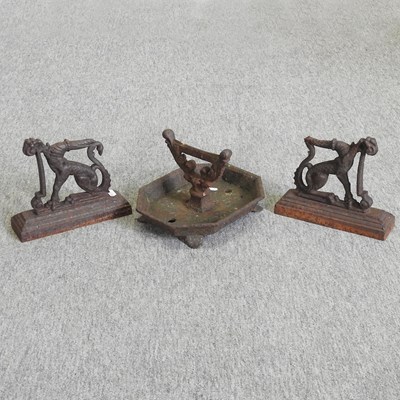 Lot 183 - A pair of unusual 19th century cast iron andirons